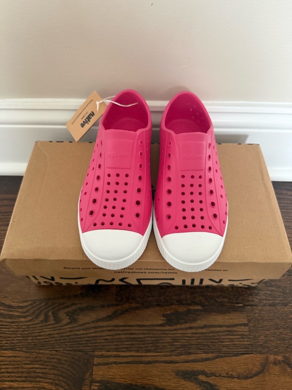 Native Pink Slip-On Sneakers with White Toe Caps